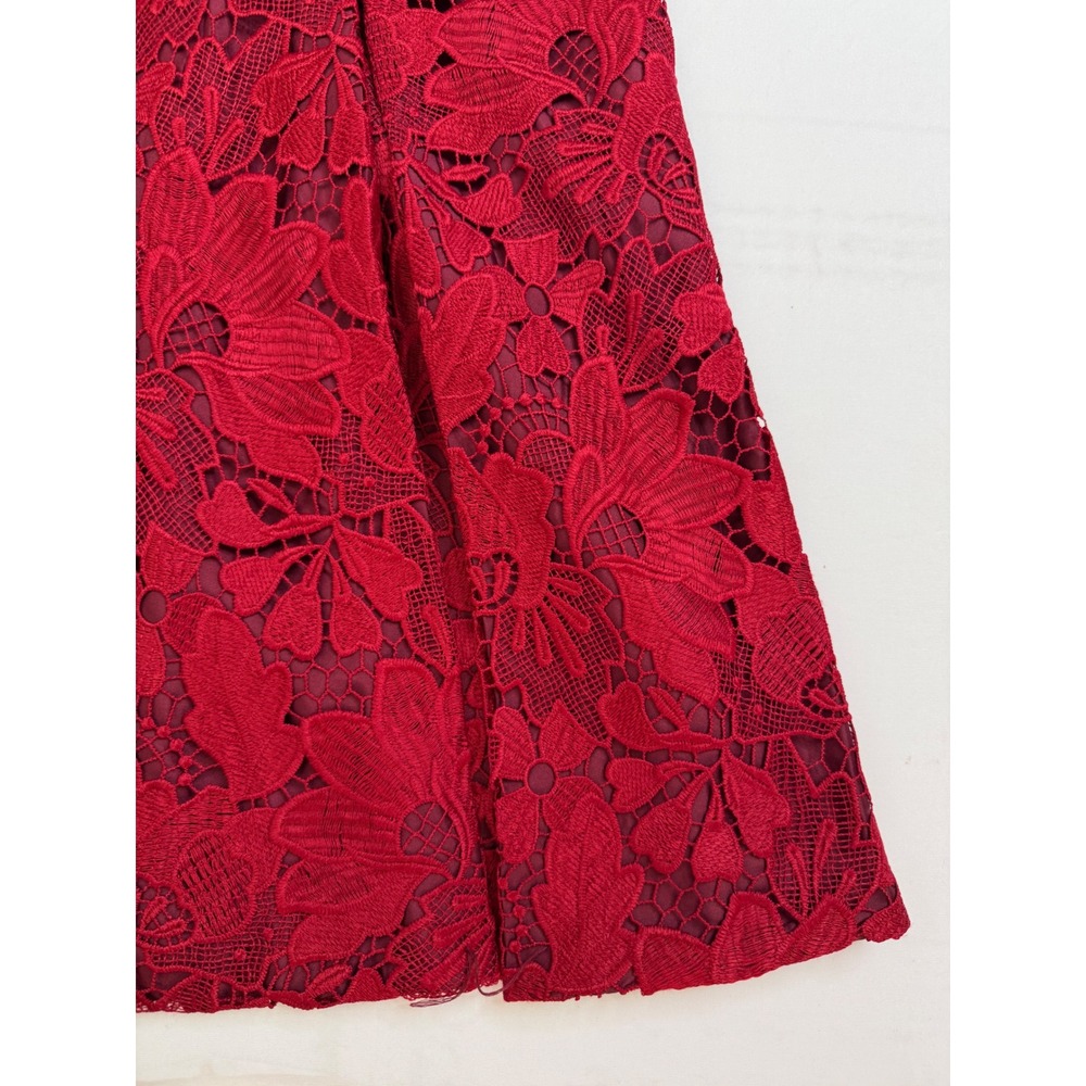 NWT! Valentine White House Black Market Red Floral Lace Fit and Flare‎ Dress 6 - Picture 4 of 16
